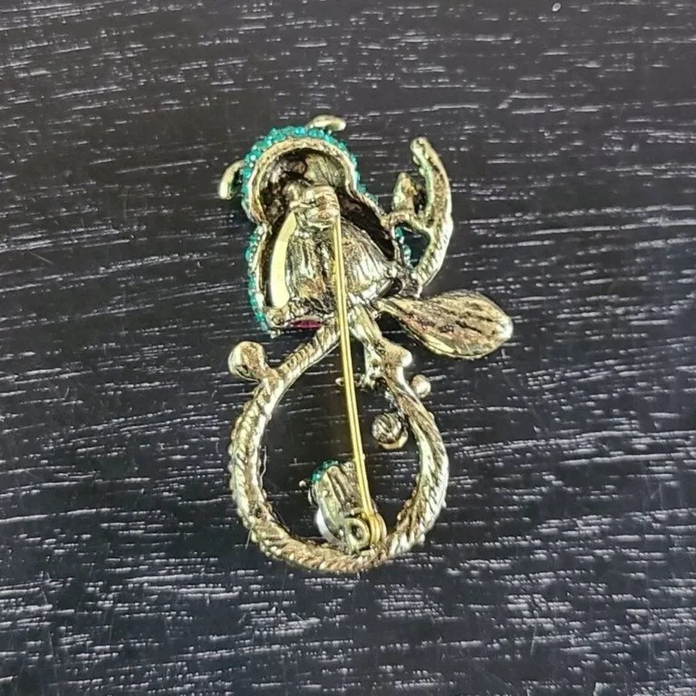 Multicolor Rhinestone Owl Brooch Pin Gold Tone Crystal Bird Women's Fashion Gift